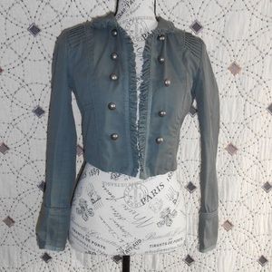 EUC Forever 21 Military Cropped Ruffle Jacket S